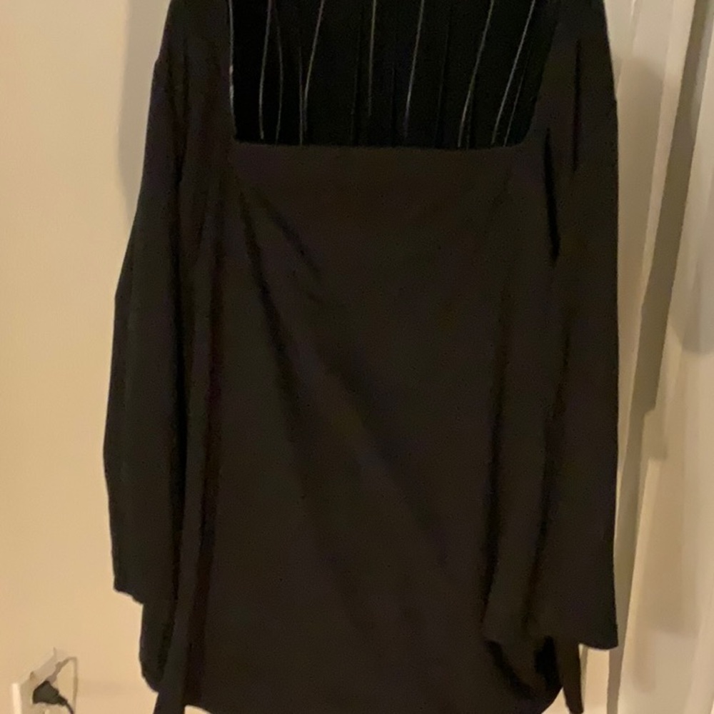 Lafayette 148 New York Black Square Neck Long Sleeve Top